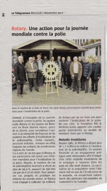 Article de presse, participation conjointe des clubs de Brest, soutenue par la Ville et se déroulant devant l'hôtel de ville